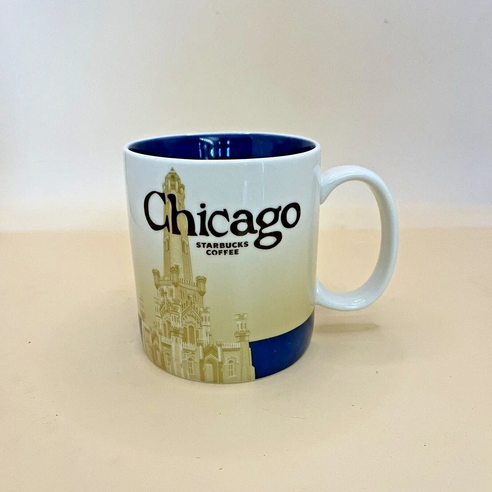 Starbucks Chicago Skyline Global Icon Coffee Cup Mug Collector Series 2009 16 oz